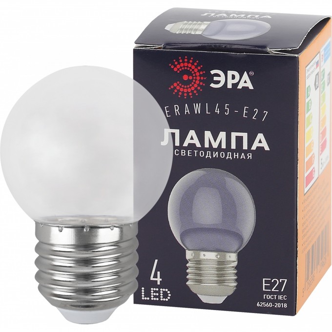 Лампа светодиодная ЭРА ERAWL45-E27 P45 1Вт шар прозр. E27 4SMD для белт-лайт Б004957 B0049572 Лампа светодиодная ЭРА ERAWL45-E27 P45 1Вт шар прозр. E27 4SMD для белт-лайт Б004957 B0049572