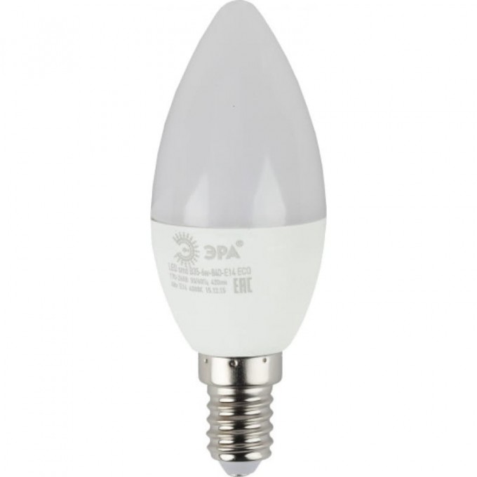Лампочка светодиодная ЭРА RED LINE ECO LED B35-6W-840-E14 E14 / Е14 6Вт свеча нейтральный белый свет B0020619 Лампочка светодиодная ЭРА RED LINE ECO LED B35-6W-840-E14 E14 / Е14 6Вт свеча нейтральный белый свет B0020619
