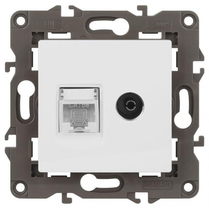 Розетка ЭРА ELEGANCE Б0065767 14-3110-01М RJ45+TV матовый белый B0065767 Розетка ЭРА ELEGANCE Б0065767 14-3110-01М RJ45+TV матовый белый B0065767