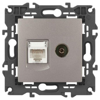 Розетка ЭРА ELEGANCE Б0065768 14-3110-16 RJ45+TV титан