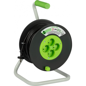 Удлинитель на пластиковой катушке ЭРА GREENLINE Б0065110 4х30м с заземлением KAT-3x1.5-30m ПВС 3х1.5
