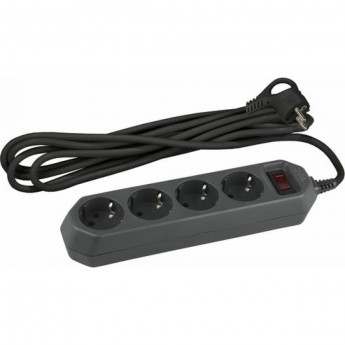 Удлинитель с сетевым фильтром ЭРА Б0019740 4х1.5м с заземлением 10А IP20 USF-M-4es-1.5m-B ПВС 3х0.75 термозащита с выключателем черный