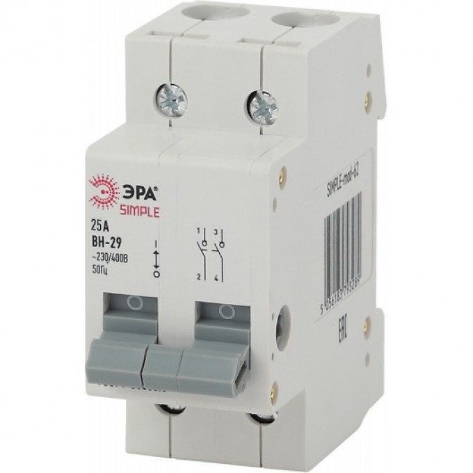 Выключатель нагрузки ЭРА SIMPLE-MOD-60 2P 25А ВН-29 B0039250 Выключатель нагрузки ЭРА SIMPLE-MOD-60 2P 25А ВН-29 B0039250